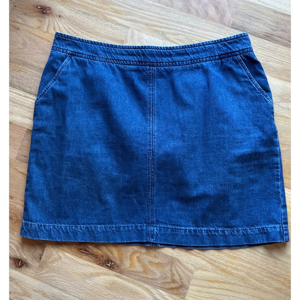 Boden Denim Blue Mini Skirt A-Line Back Zip Pockets US 16/18R